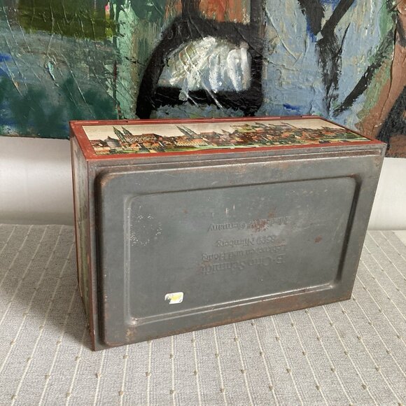 VTG Cookie LG Biscuit Tin Otto Schmidt Nurnberg Germany Colorful Litho Graphics - Picture 6 of 13